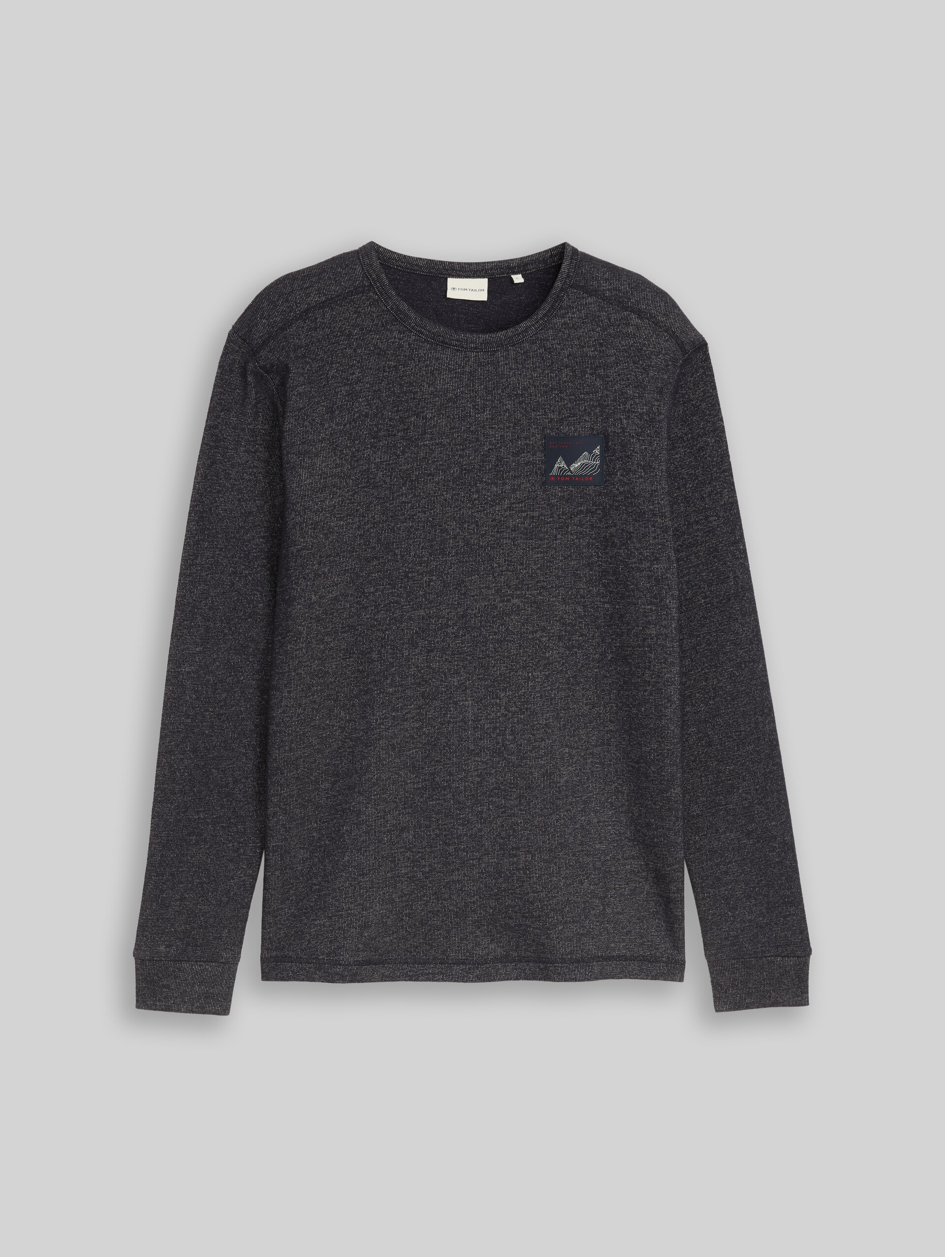 Langarmshirt mit Badge - navy black white structure - Vorder-Produkt-Ansicht