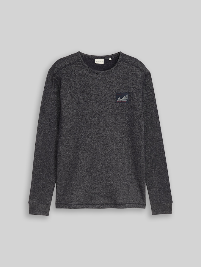 T-shirt met lange mouwen en badge door Men, navy black white structure