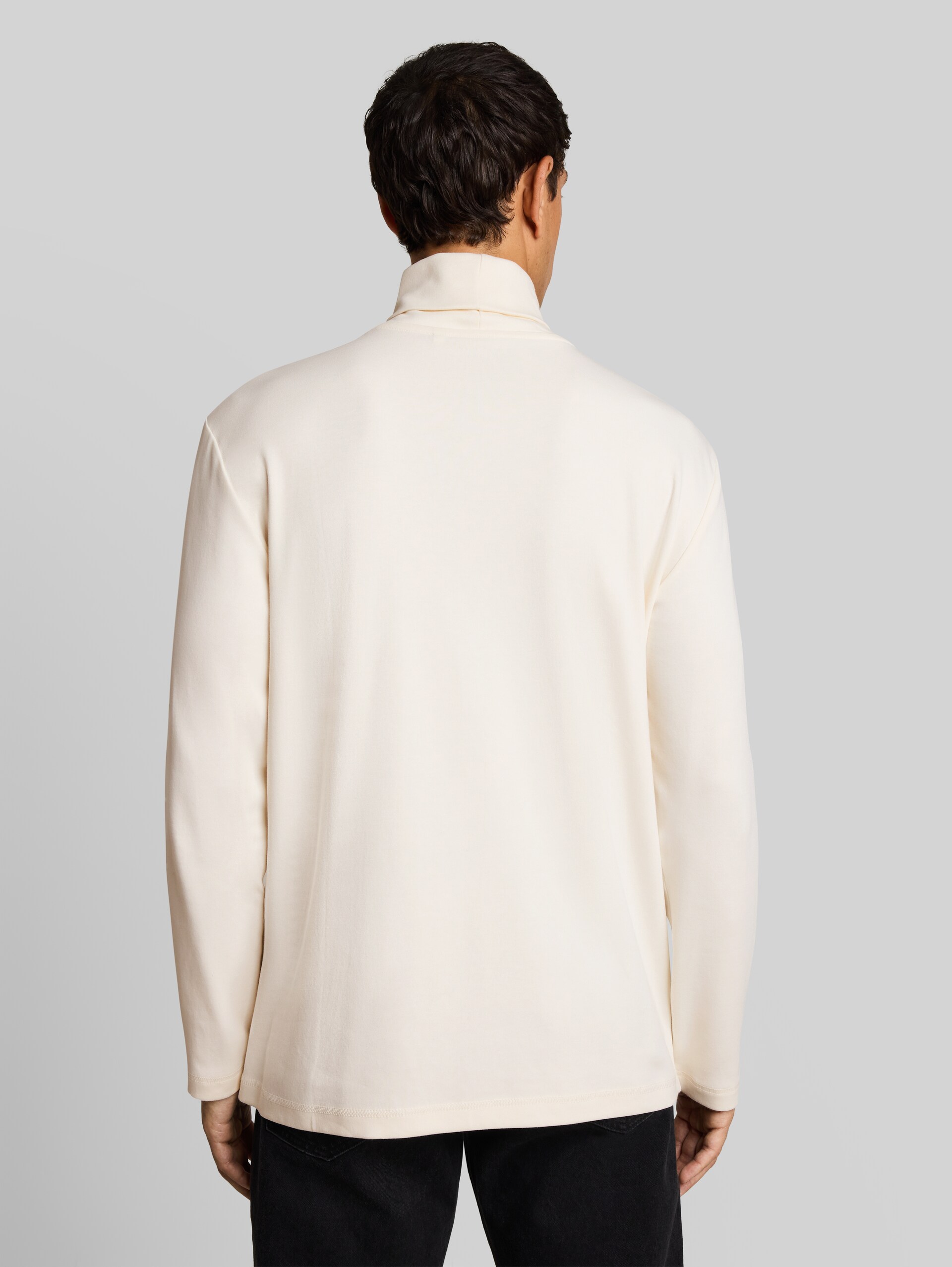 Trui met col en logoprint - Gardenia White - Neklijn model-achteraanzicht
