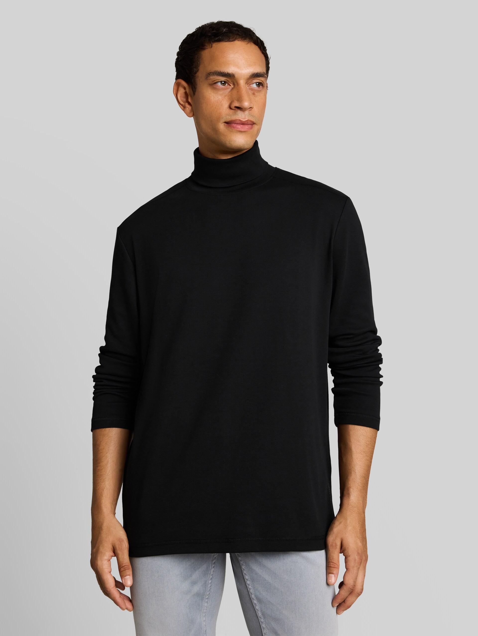 Trui met col en logoprint - Black - Nek model vooraanzicht