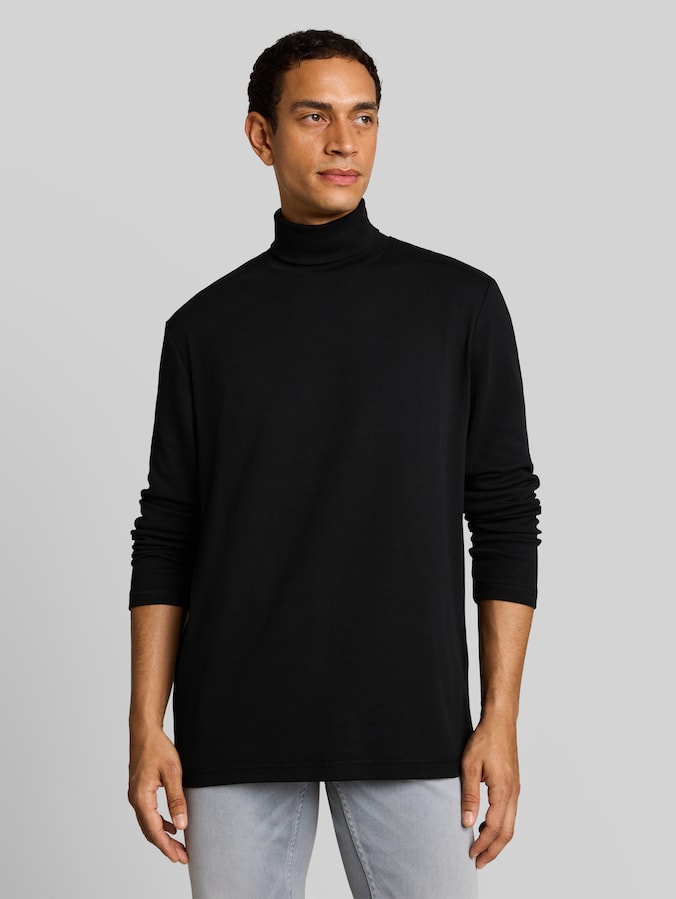 Rollkragenshirt mit Logo-Print von Men, Black