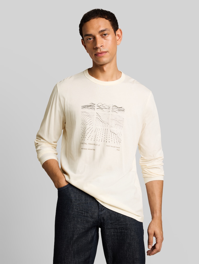 T-shirt met lange mouwen en print door Men, Gardenia White