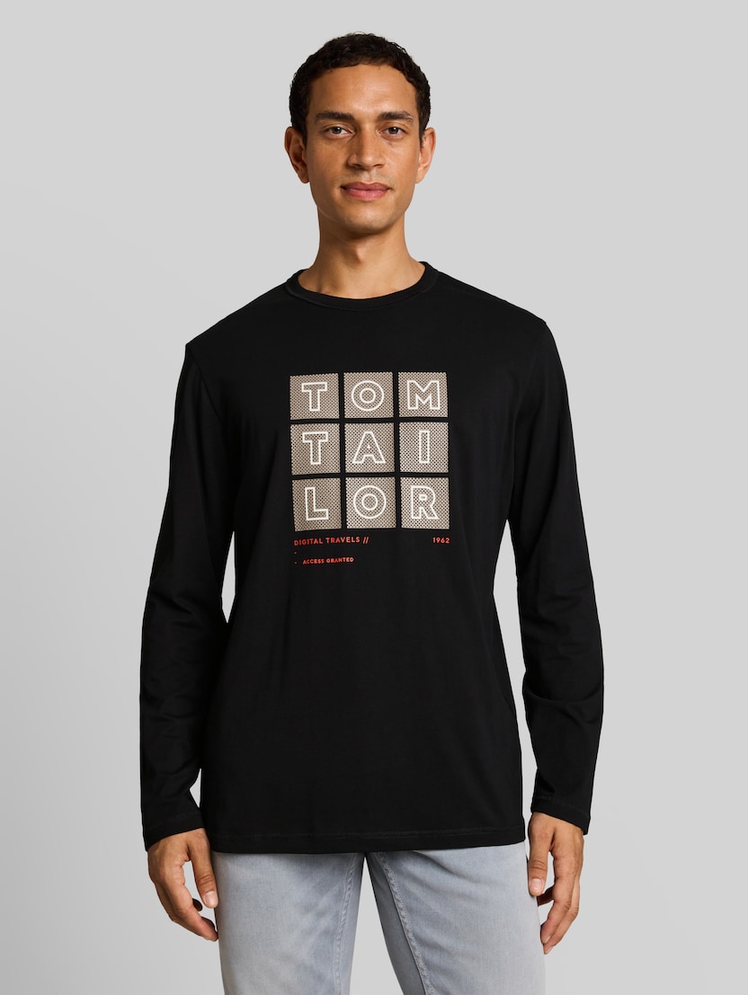T-shirt met lange mouwen en print door Men, Black