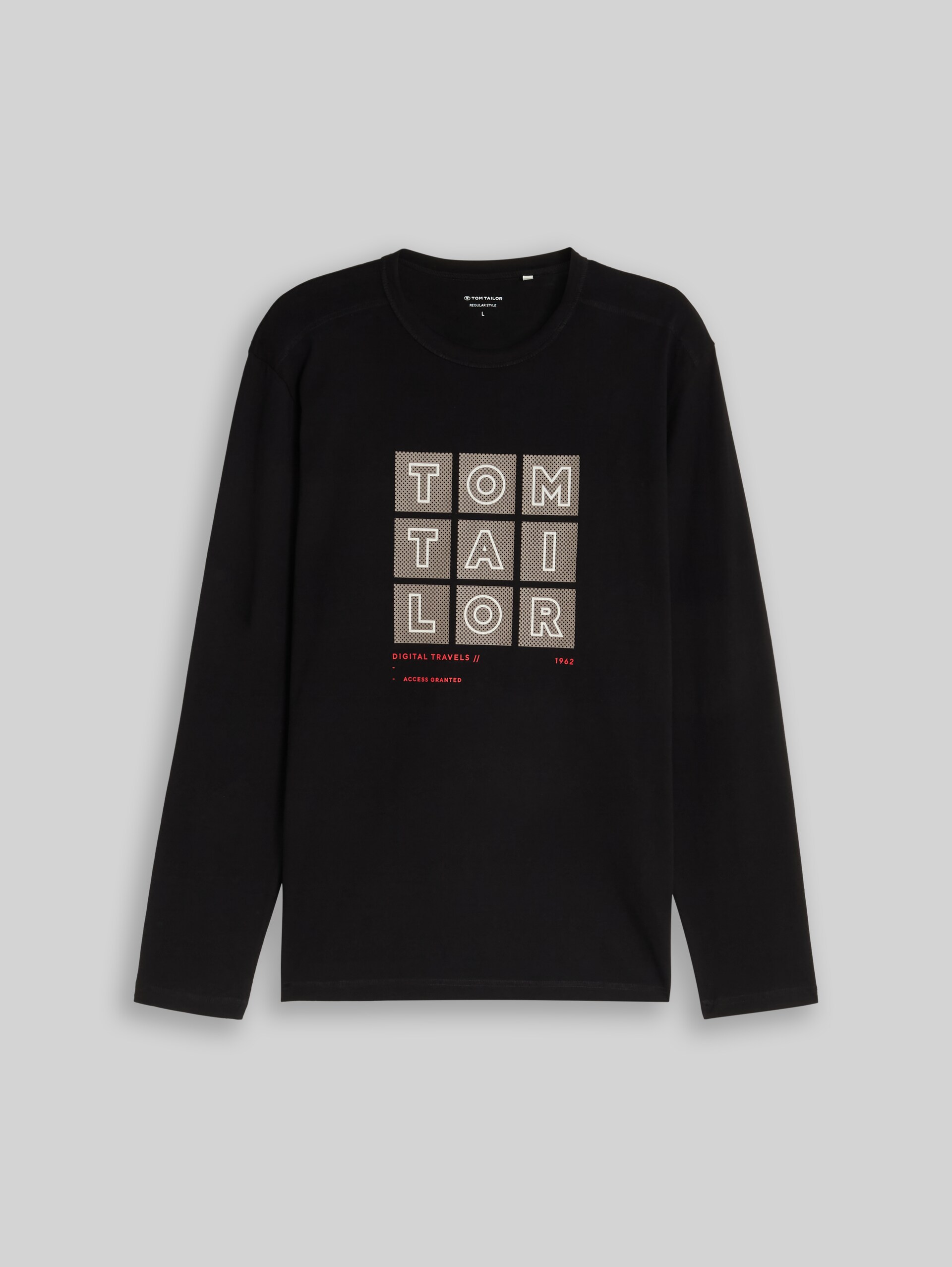 Langarmshirt mit Print - Black - Vorder-Produkt-Ansicht