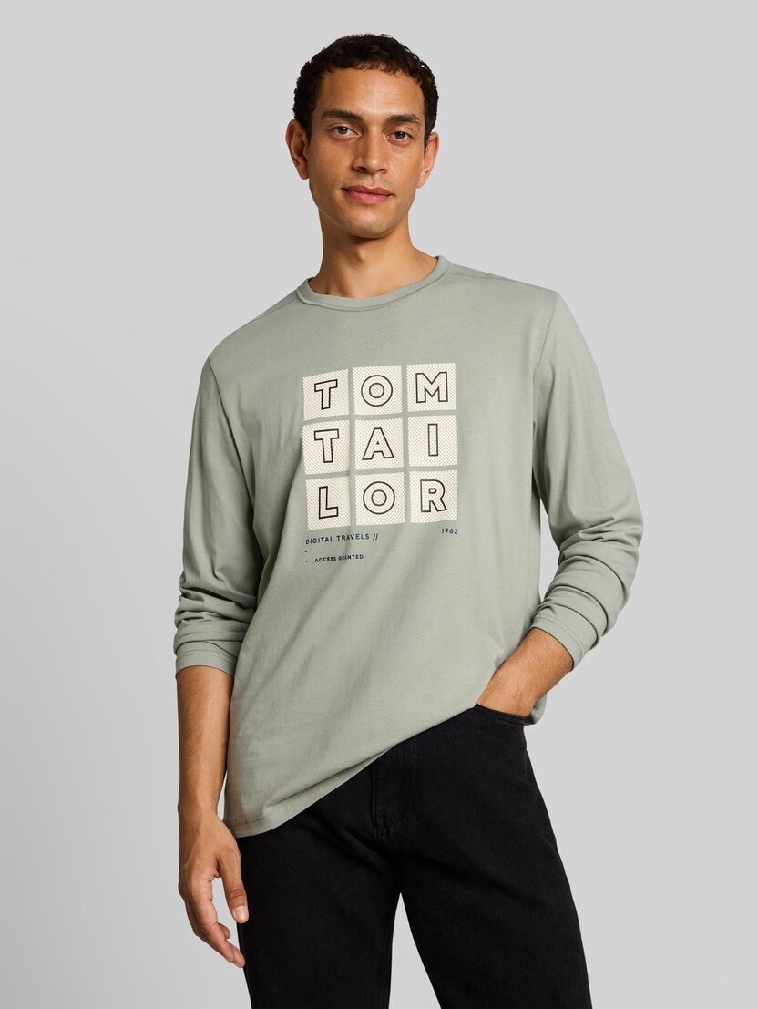 T-shirt met lange mouwen en print door Men, iron mint