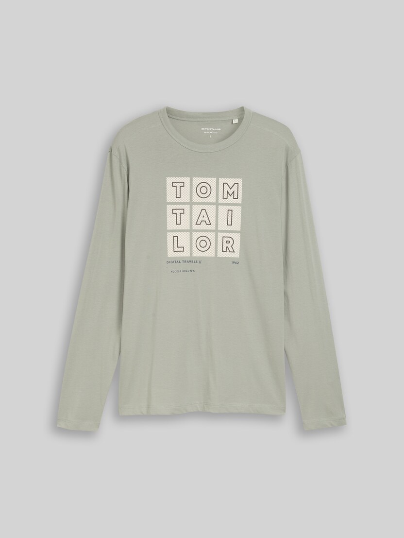 Long-sleeved T-shirt with print by Men, iron mint