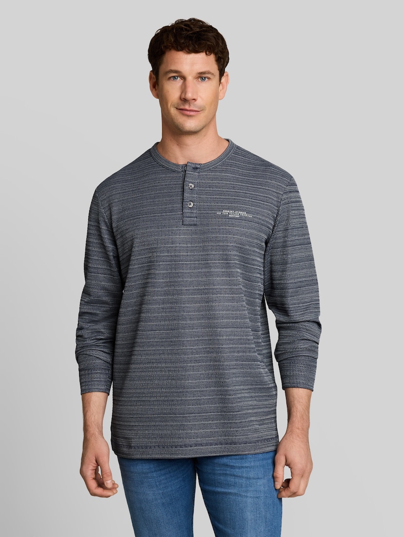 Henley-shirt met lange mouwen in gemêleerde look door Men, blue mint inject structure