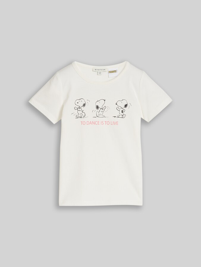 T-shirt met Snoopy-print door Mini Girls, Whisper White