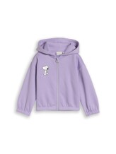 Geselecteerd, Cropped hoodie-sweatjack met Snoopy-print door Tom Tailor, paars