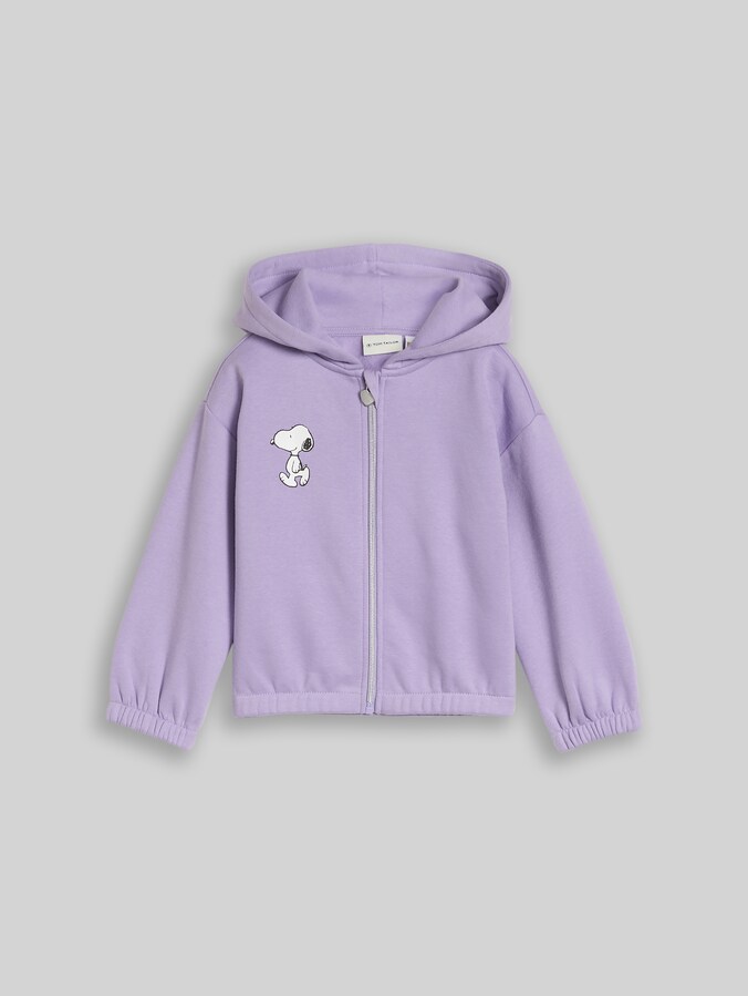 Cropped hoodie-sweatjack met Snoopy-print door Mini Girls, sweet purple