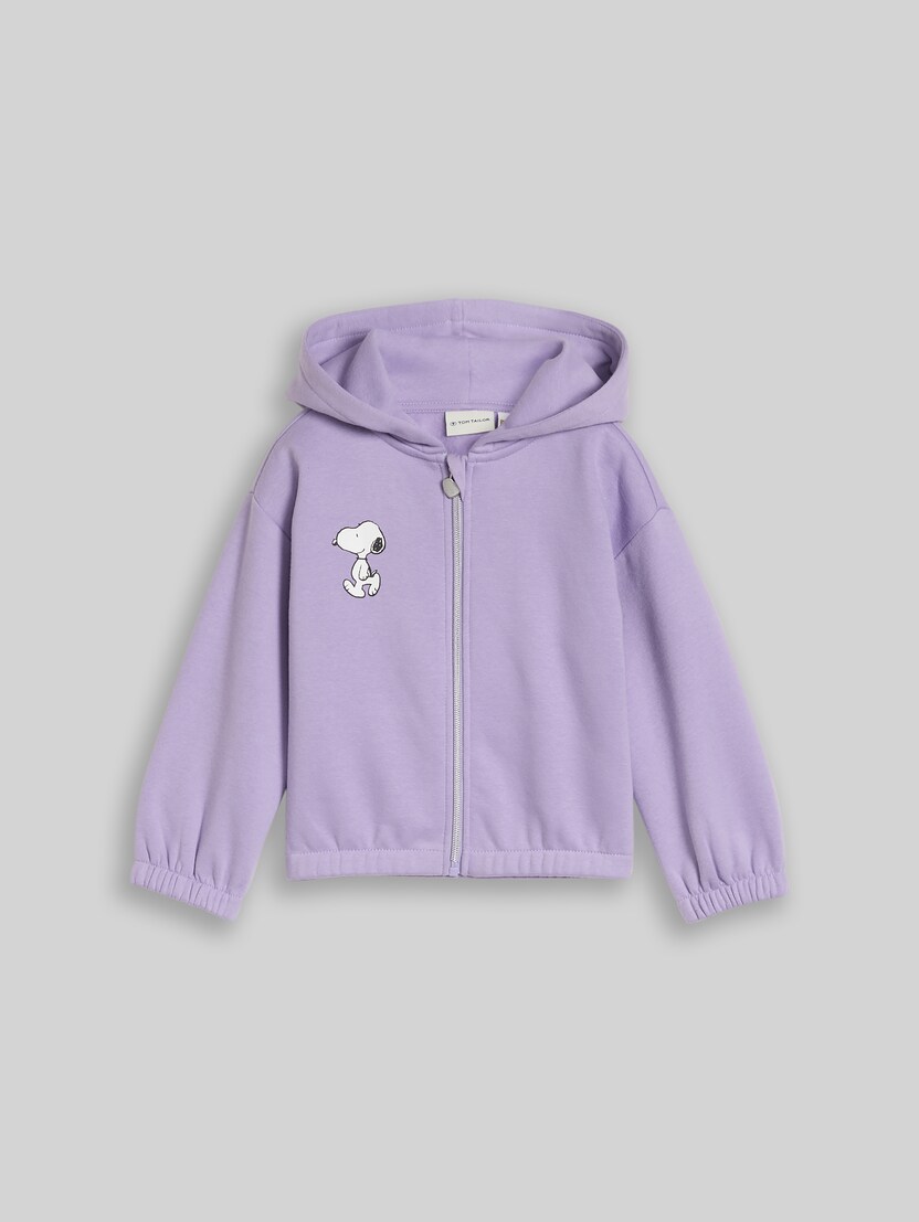 Cropped hoodie-sweatjack met Snoopy-print door Mini Girls, sweet purple
