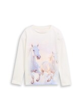 Geselecteerd, T-shirt met lange mouwen en fotoprint door Tom Tailor, wit