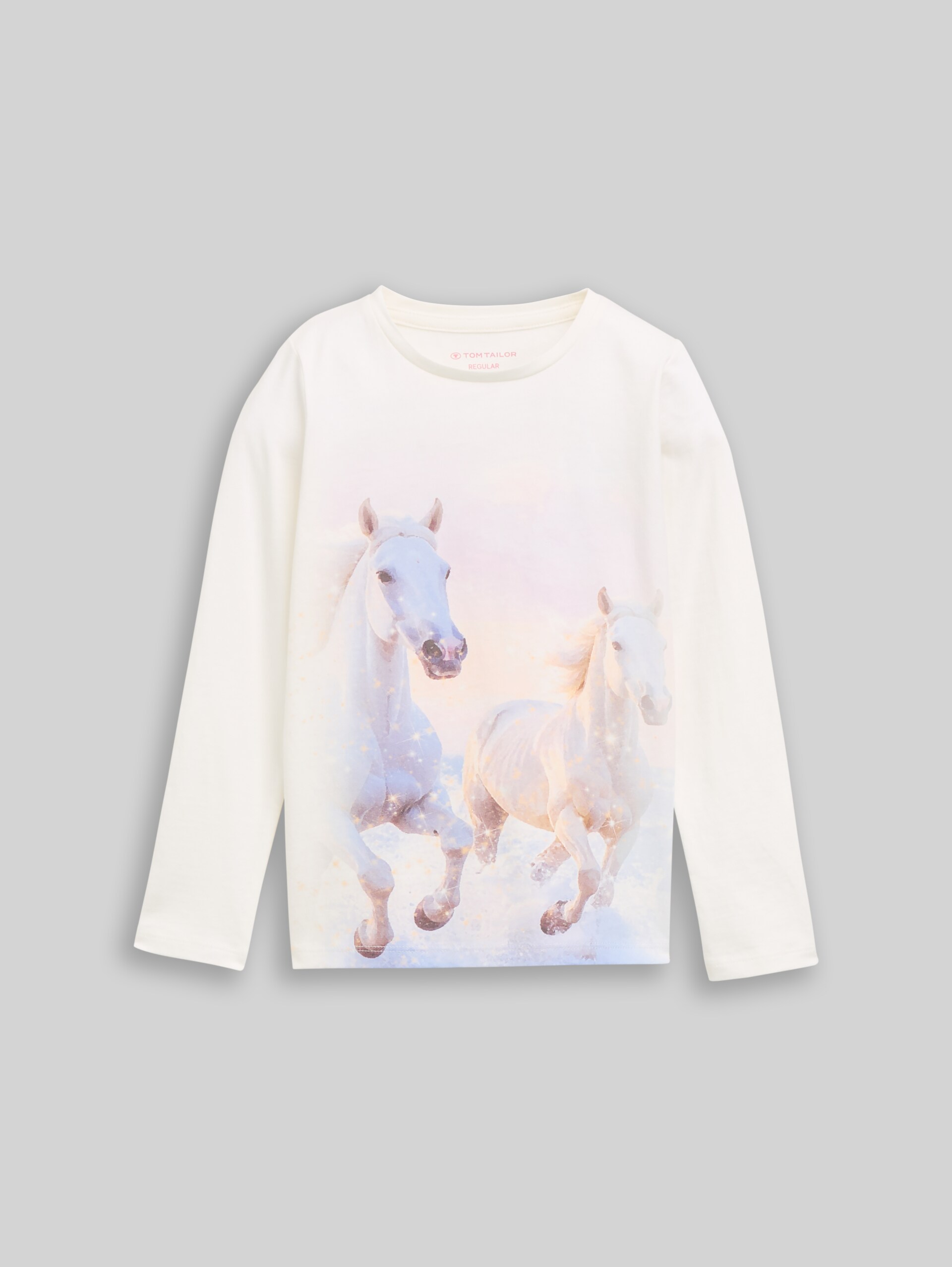 T-shirt met lange mouwen en fotoprint - Whisper White - Product vooraanzicht