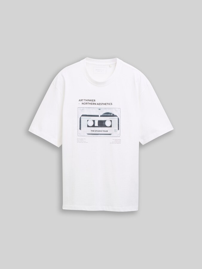 Relaxed-fit T-shirt with print by Denim Male, White