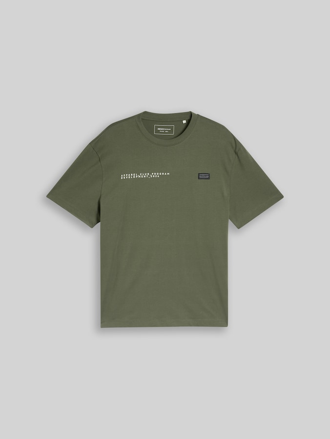 Relaxed fit T-shirt with print by Denim Male, urban olive green