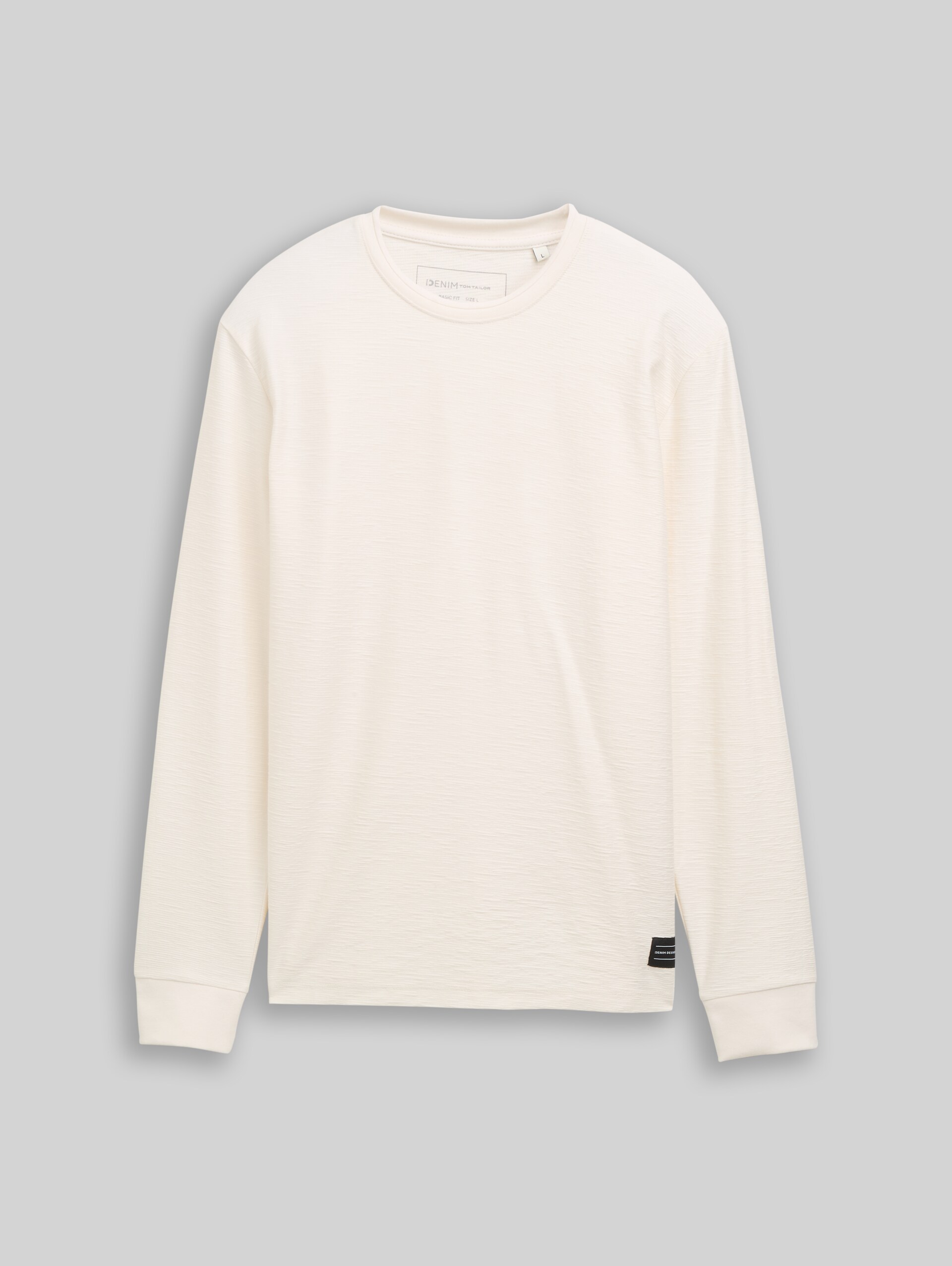 Langarmshirt mit Logo-Badge - Gardenia White - Vorder-Produkt-Ansicht