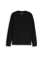 Ausgewählt, Langarmshirt mit Logo-Badge von Tom Tailor, schwarz