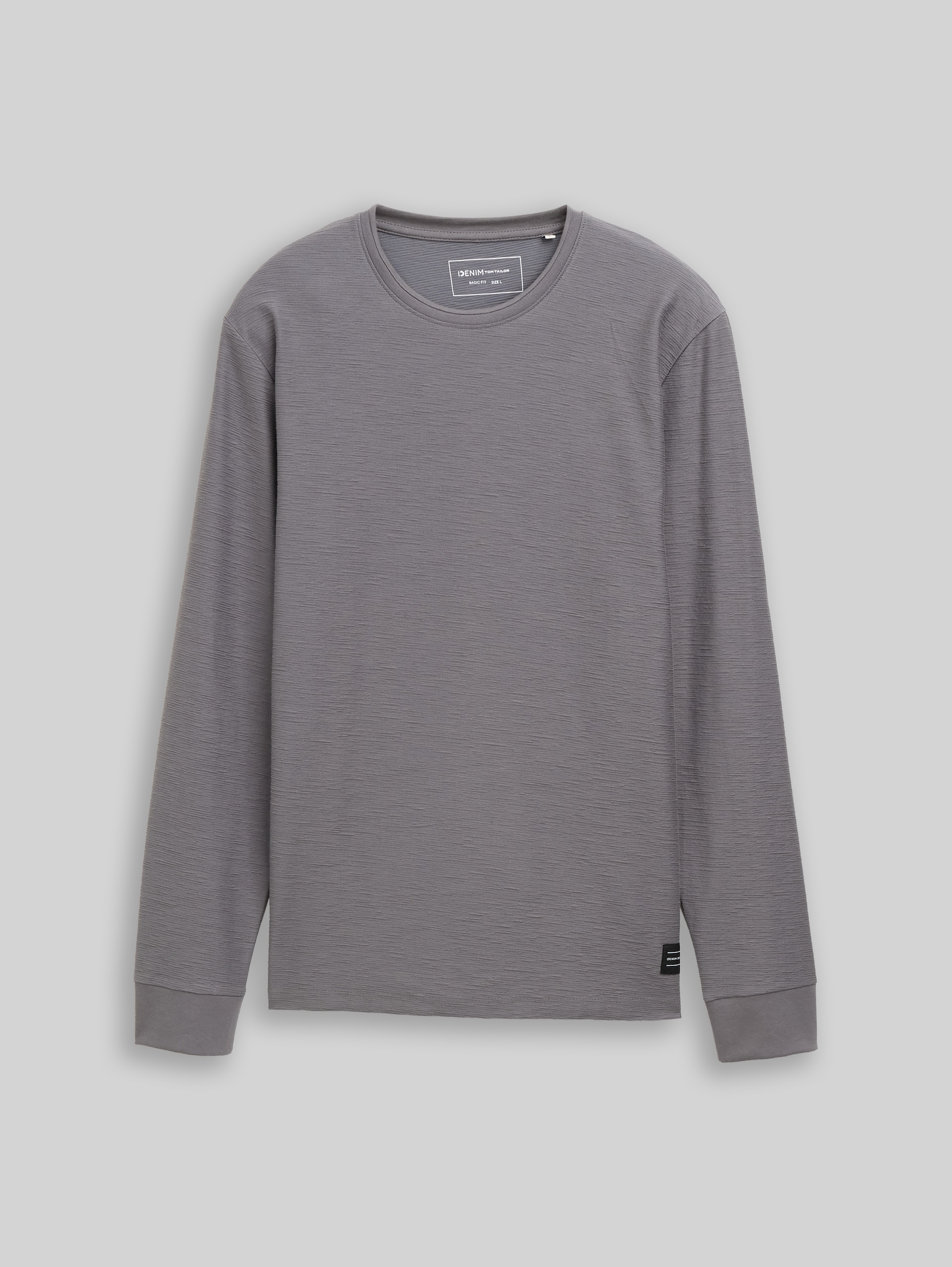 Langarmshirt mit Logo-Badge - classic grey - Vorder-Produkt-Ansicht