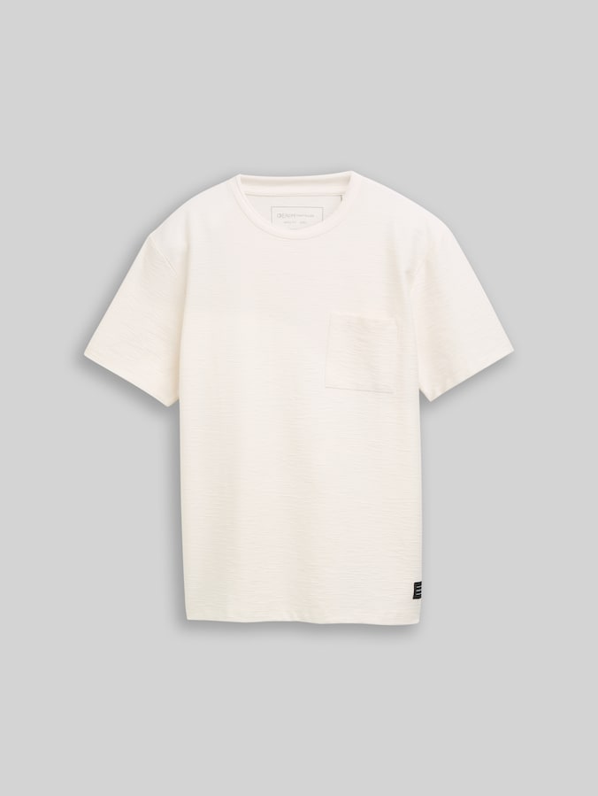 T-Shirt mit Brusttasche von Denim Male, Gardenia White