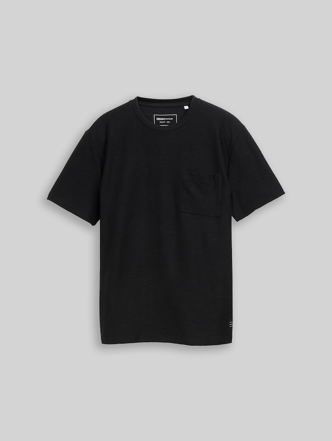 T-shirt with chest pocket by Denim Male, Black