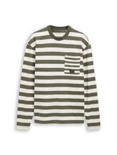 Ausgewählt, Relaxed Fit Langarmshirt mit Streifenmuster von Tom Tailor, grün