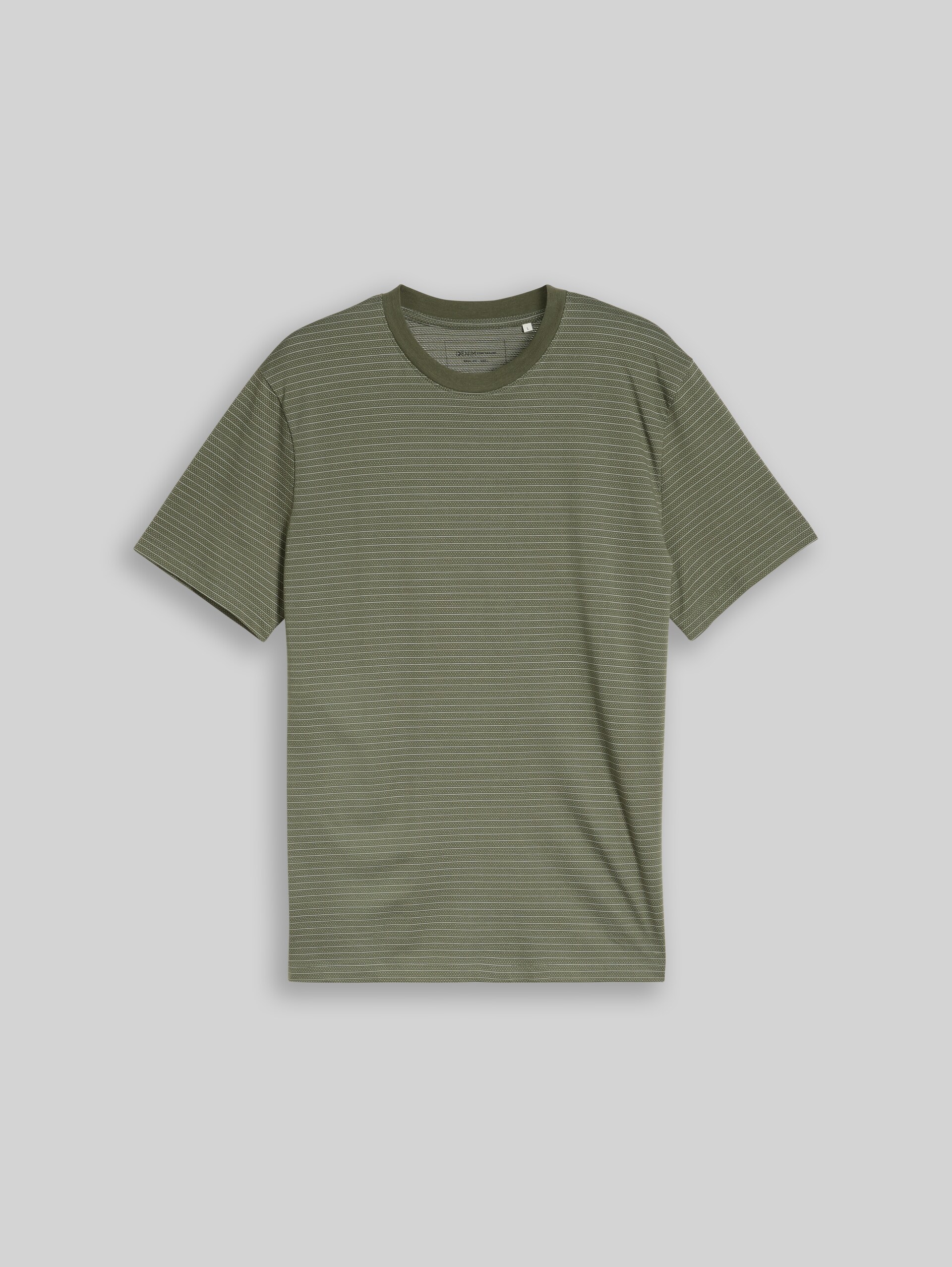 T-Shirt mit Streifenmuster - olive white fine stripe - Vorder-Produkt-Ansicht
