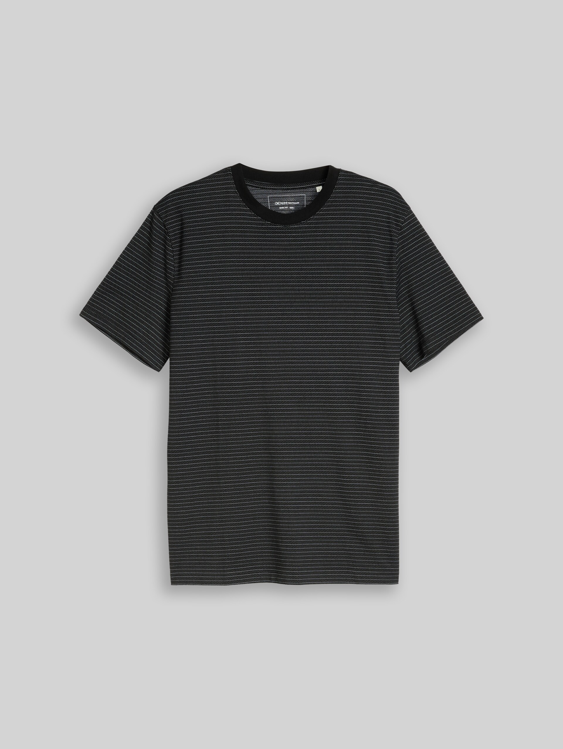 T-Shirt mit Streifenmuster - black white fine stripe - Vorder-Produkt-Ansicht