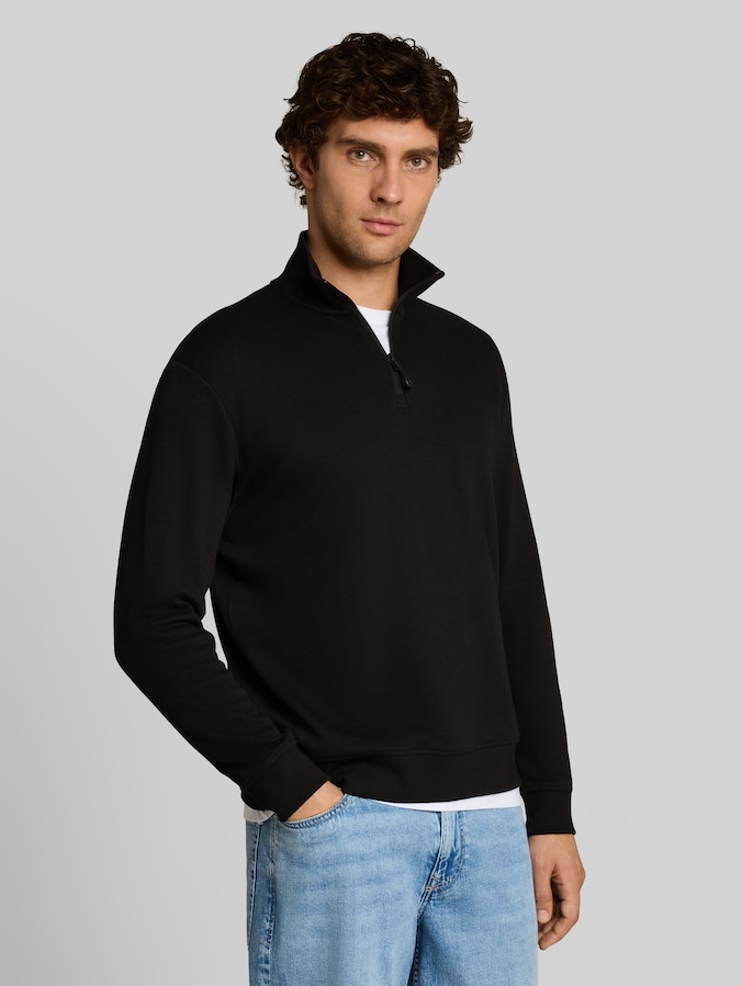 Relaxed Fit Troyer Sweatshirt von Denim Male, Black