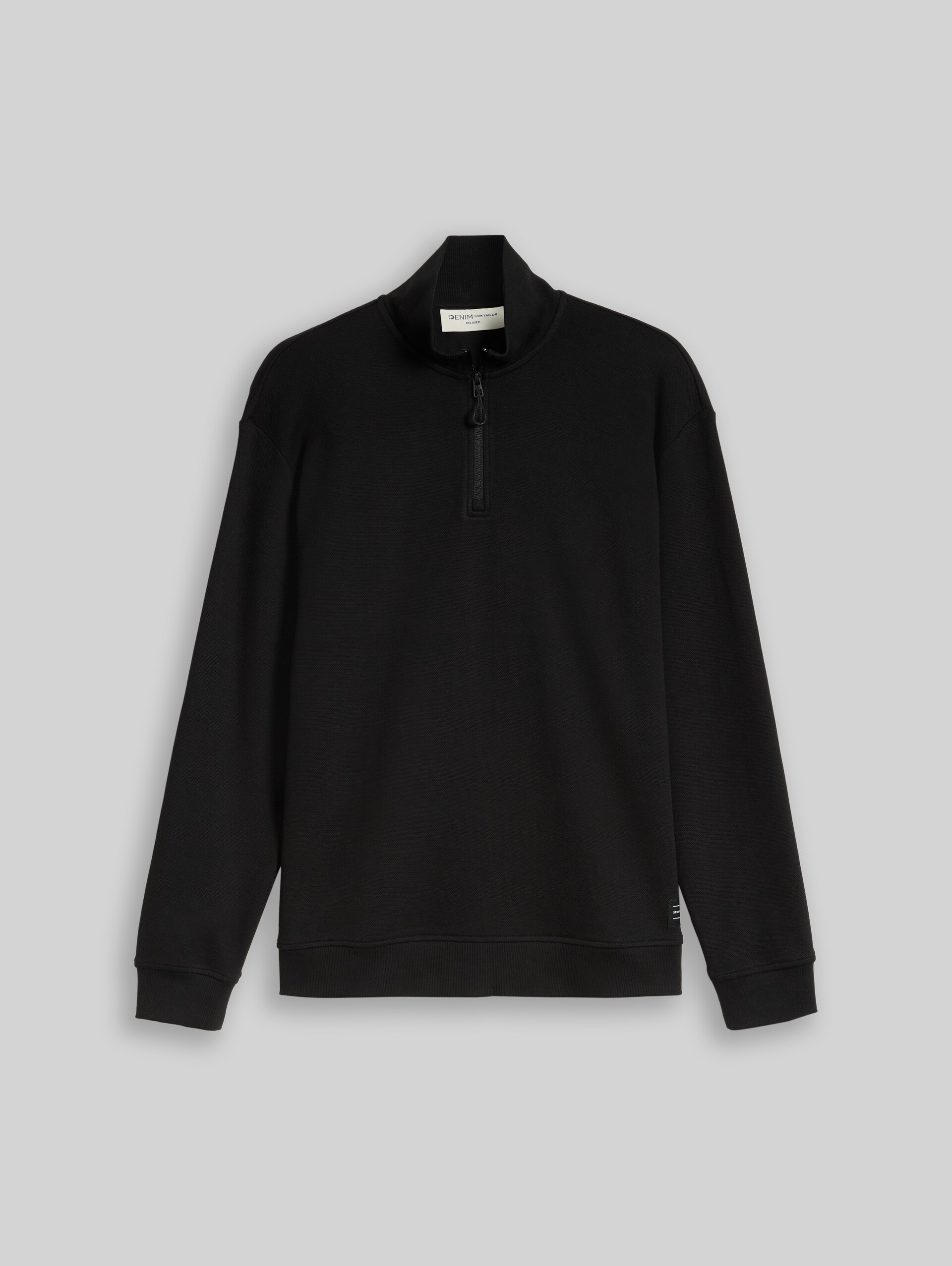 Relaxed Fit Troyer Sweatshirt - Black - Vorder-Produkt-Ansicht
