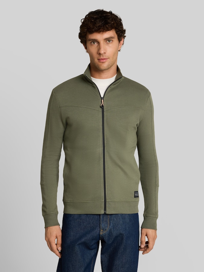 Sweatjack van katoen door Denim Male, urban olive green