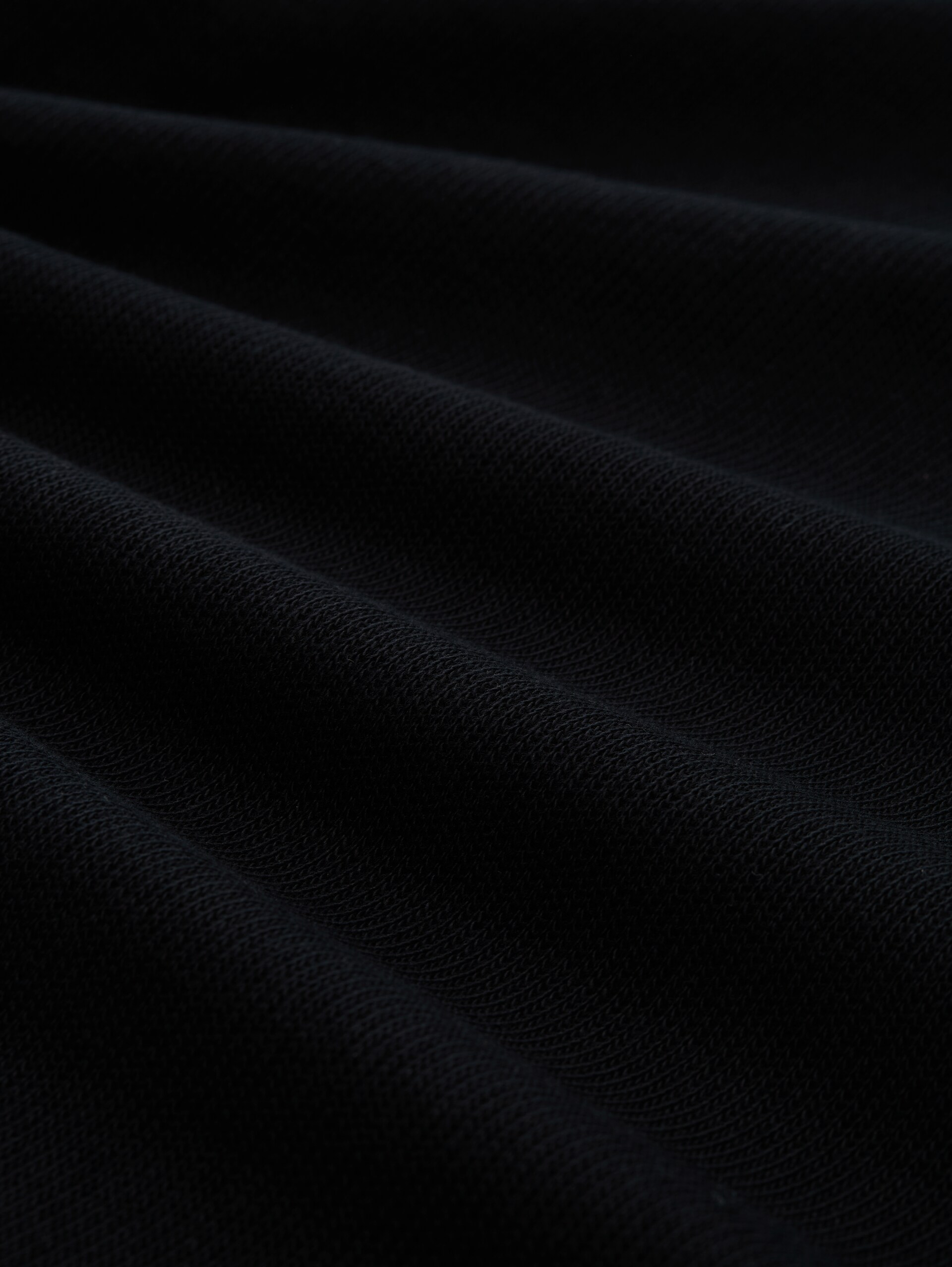 Henley Langarmshirt mit Rippstruktur - Black - Material-Ansicht