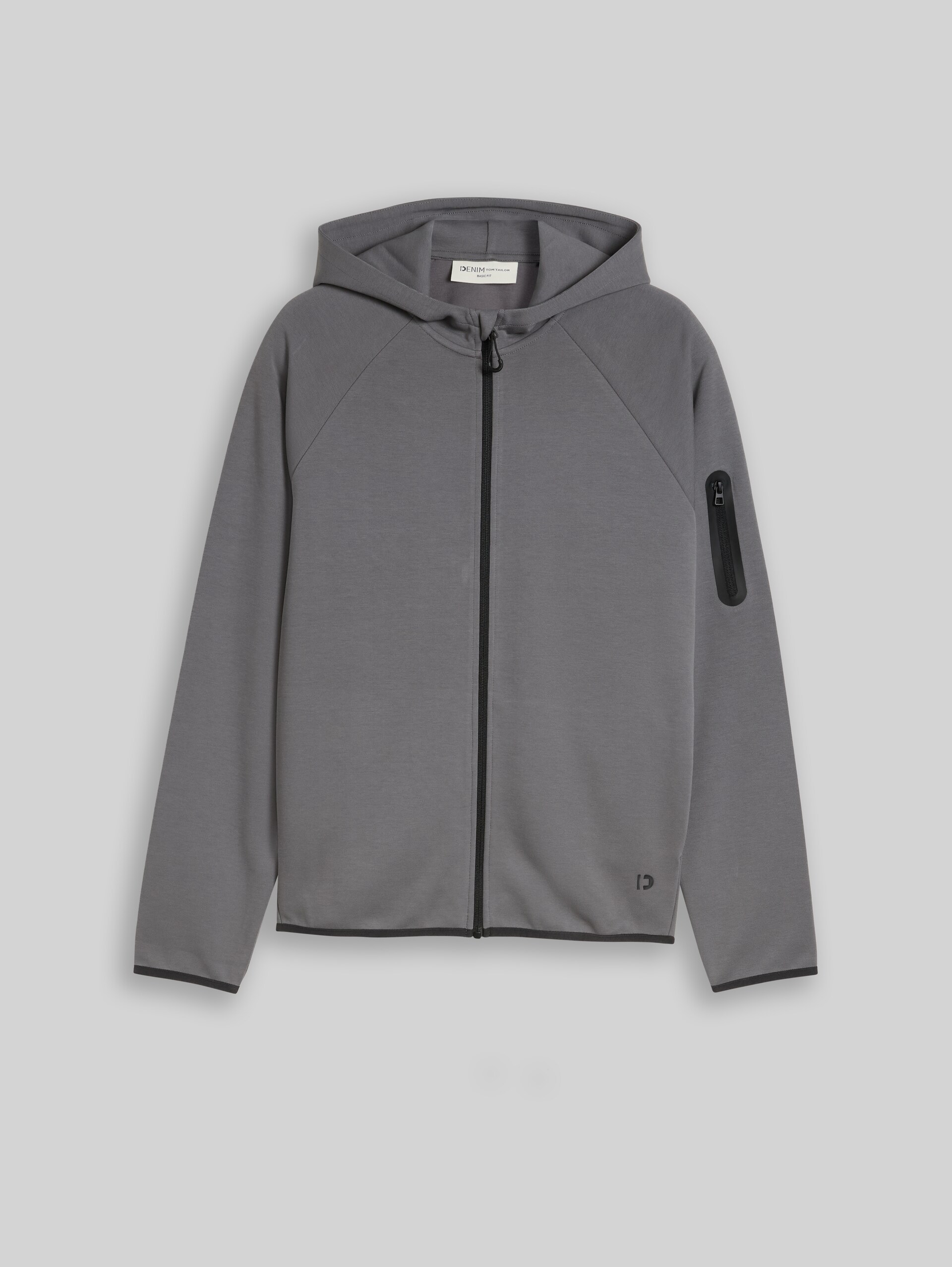 Hoodie Sweatjacke mit Ärmeltasche - classic grey - Vorder-Produkt-Ansicht