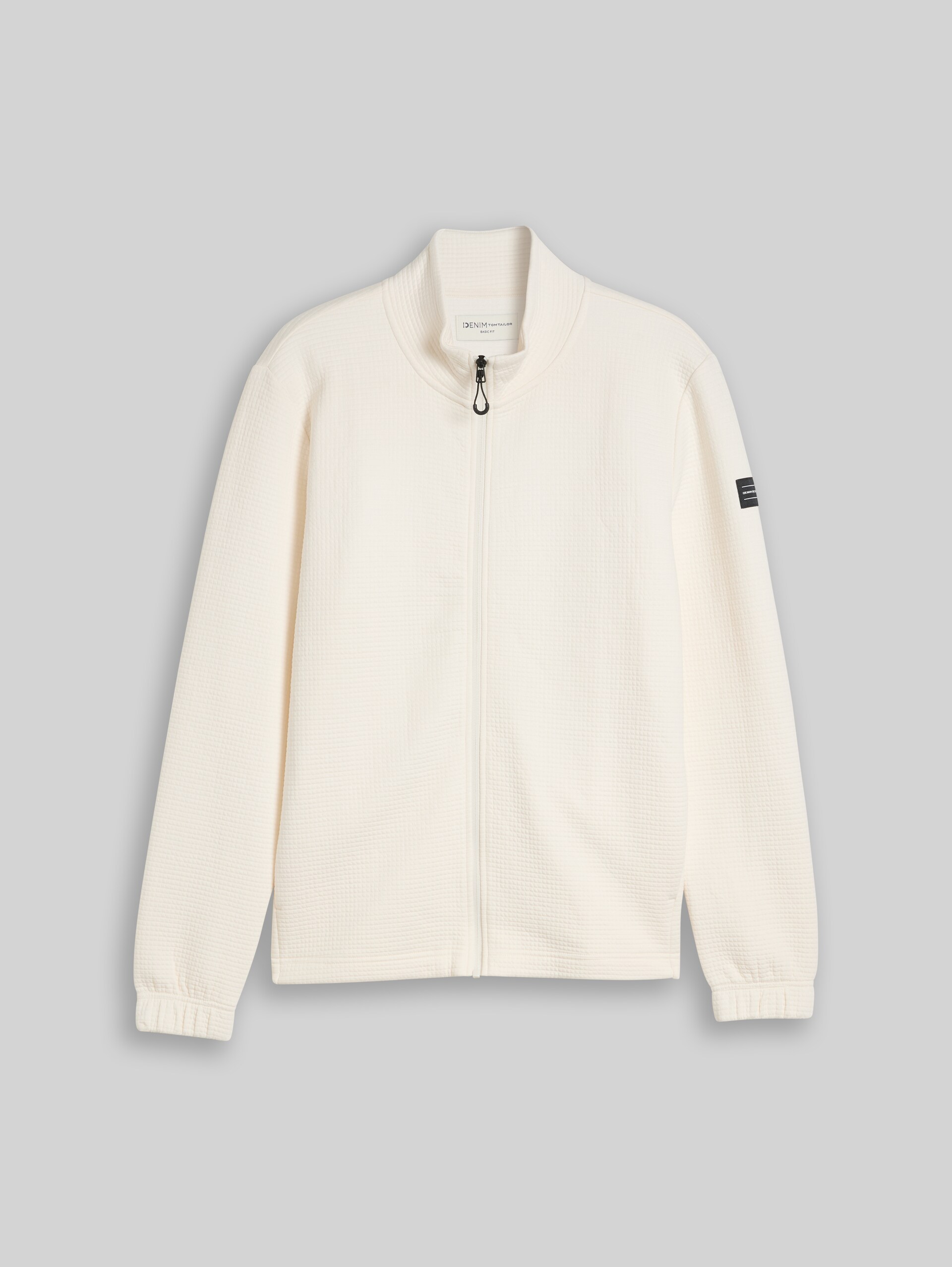Sweatjacke mit Waffelstruktur - Gardenia White - Vorder-Produkt-Ansicht