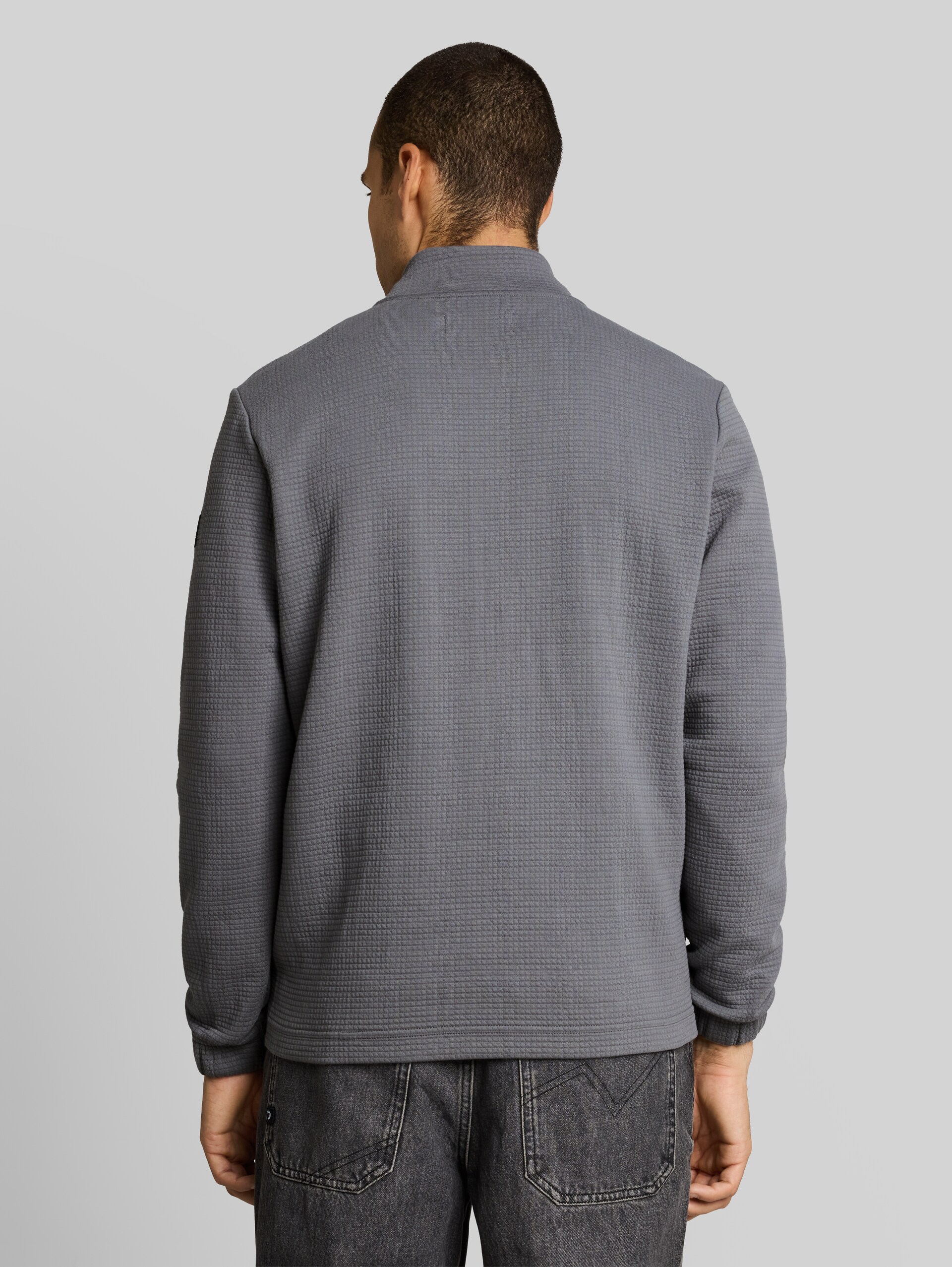 Veste en molleton à texture gaufrée - classic grey - Découpe Vue arrière du modèle