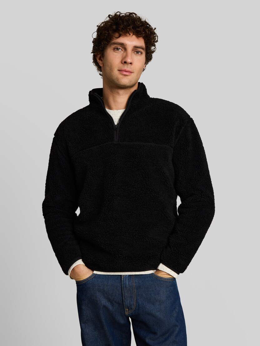 Sweatshirt met ronde hals in relaxte pasvorm door Denim Male, Black