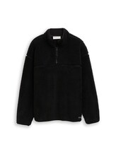 Ausgewählt, Relaxed Fit Teddy Troyer Sweatshirt von Tom Tailor, schwarz