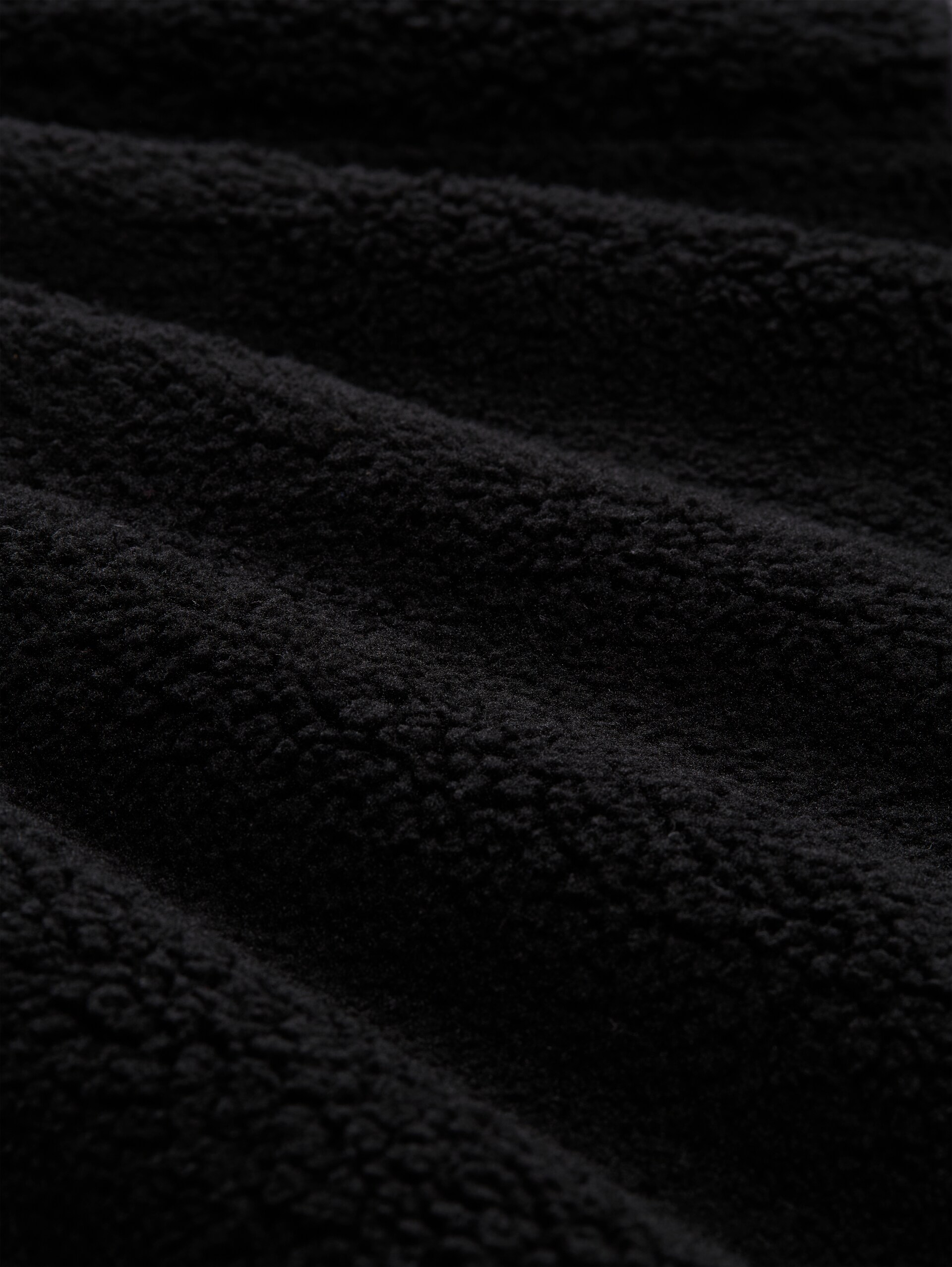 Relaxed Fit Teddy Troyer Sweatshirt - Black - Material-Ansicht