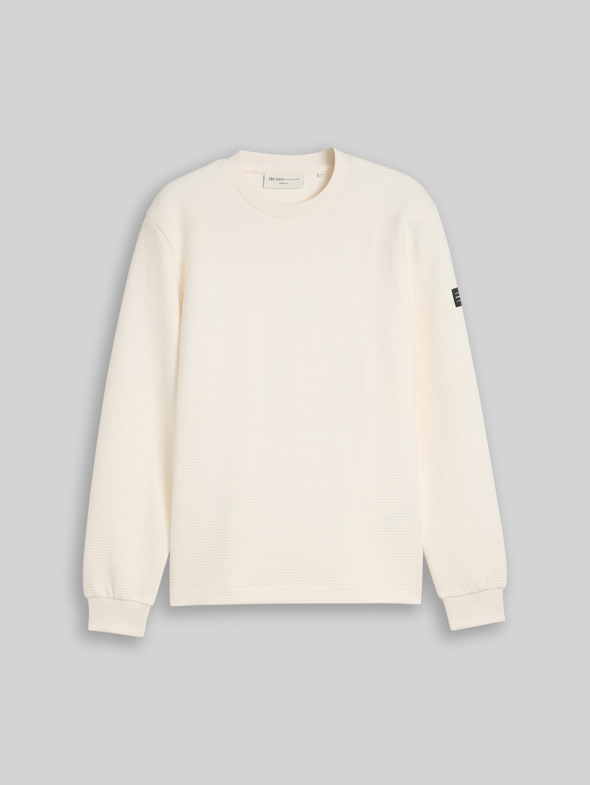 Sweatshirt mit Waffelstruktur - Gardenia White - Vorder-Produkt-Ansicht