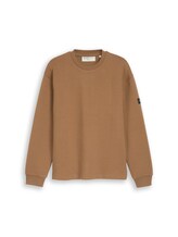 Ausgewählt, Sweatshirt mit Waffelstruktur von Tom Tailor, braun