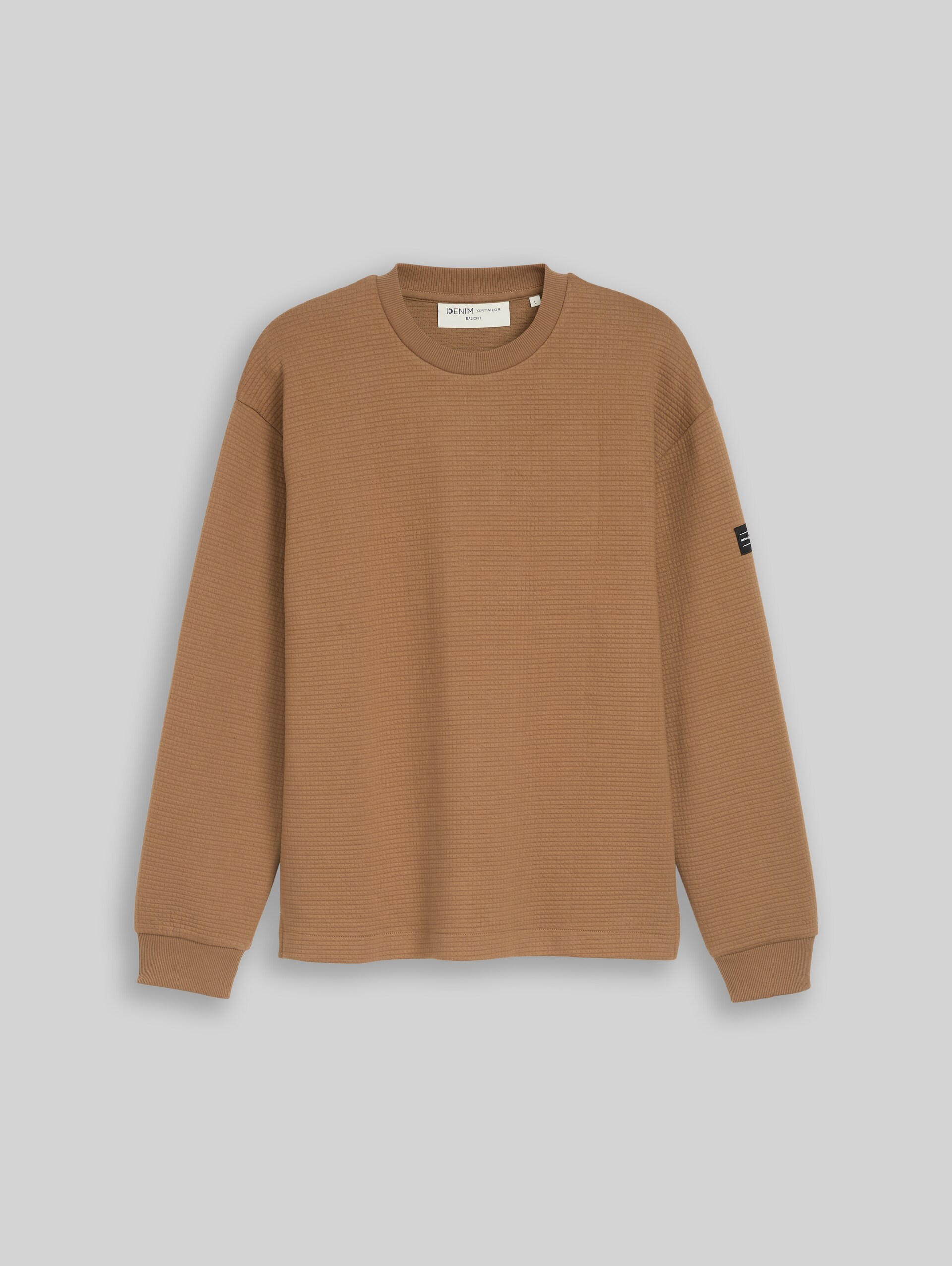 Sweatshirt mit Waffelstruktur - malt brown - Vorder-Produkt-Ansicht