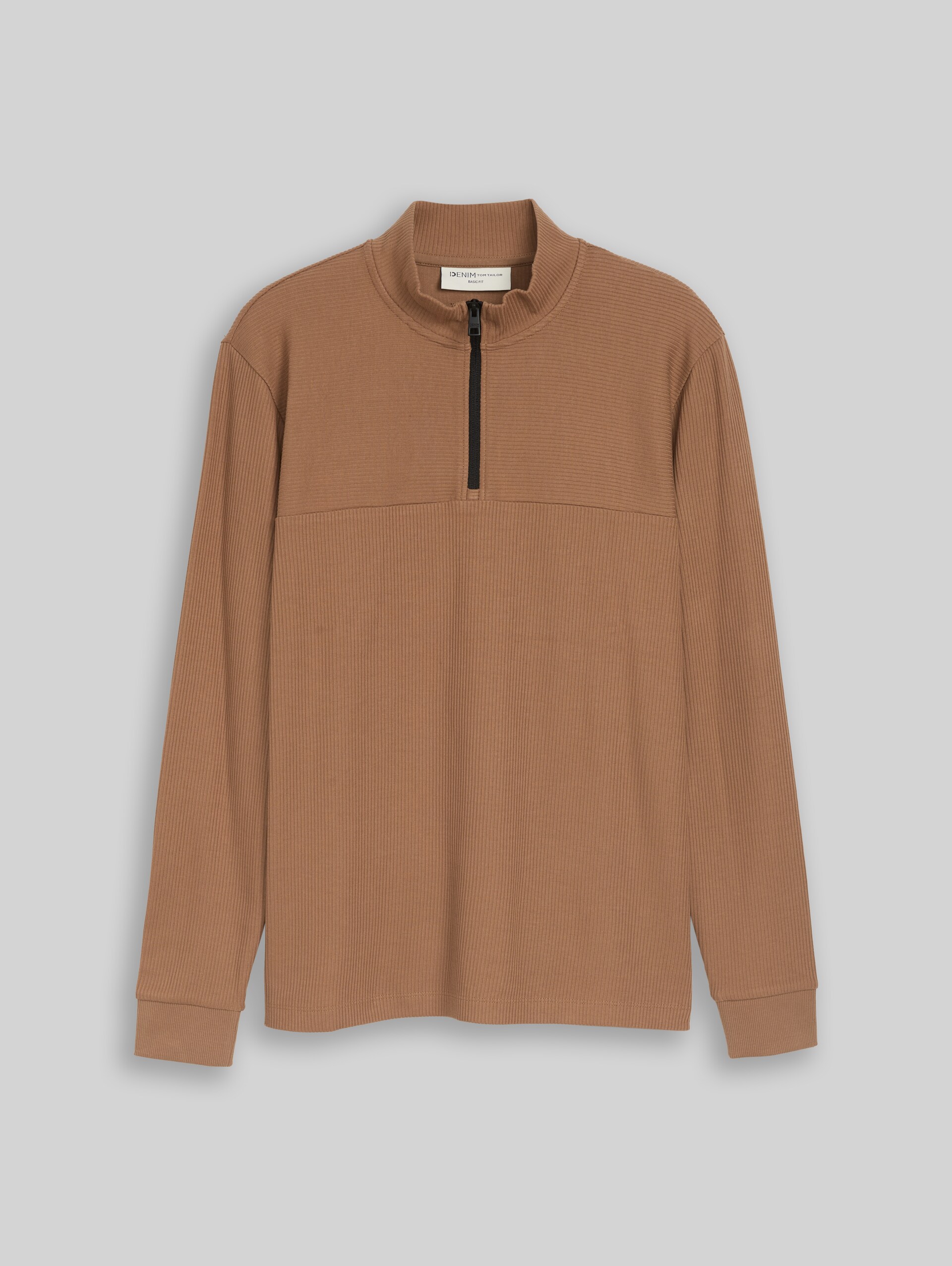 Troyer Langarmshirt mit Reißverschluss - malt brown - Vorder-Produkt-Ansicht