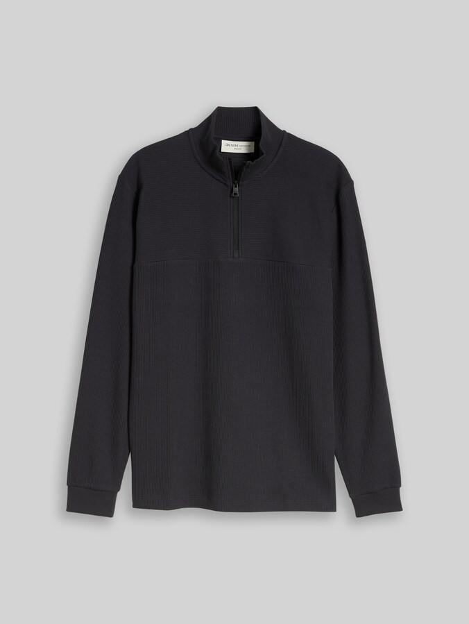Troyer Langarmshirt mit Reißverschluss von Denim Male, coal grey