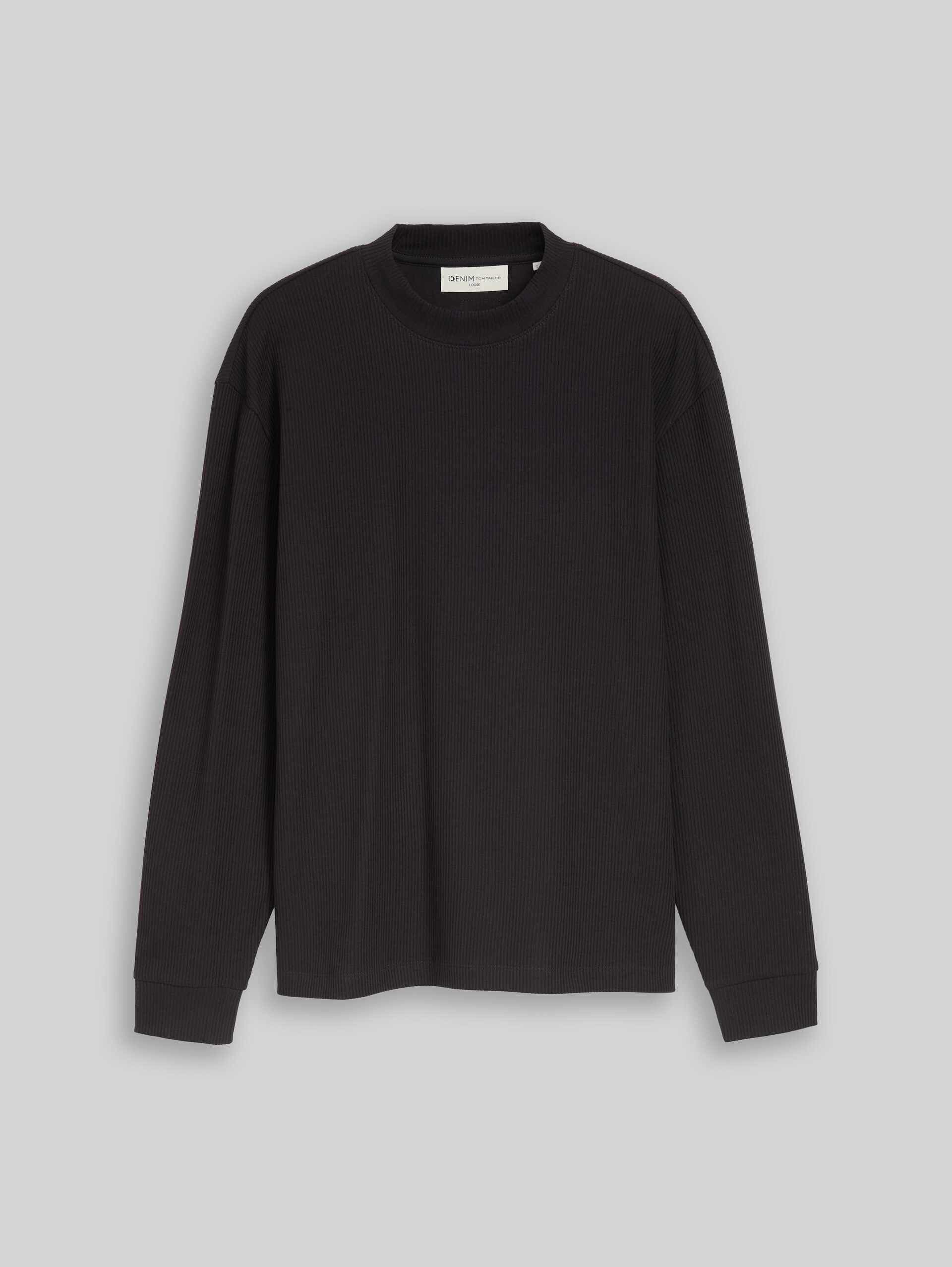Relaxed Fit Langarmshirt mit Rippstruktur - coal grey - Vorder-Produkt-Ansicht