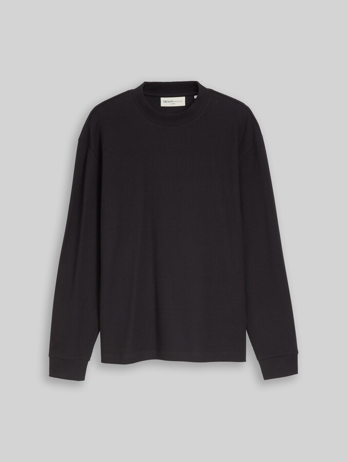 Relaxed Fit Langarmshirt mit Rippstruktur von Denim Male, coal grey