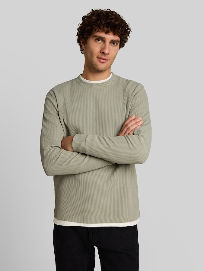 Relaxed Fit Langarmshirt mit Rippstruktur von Denim Male, dark sage green