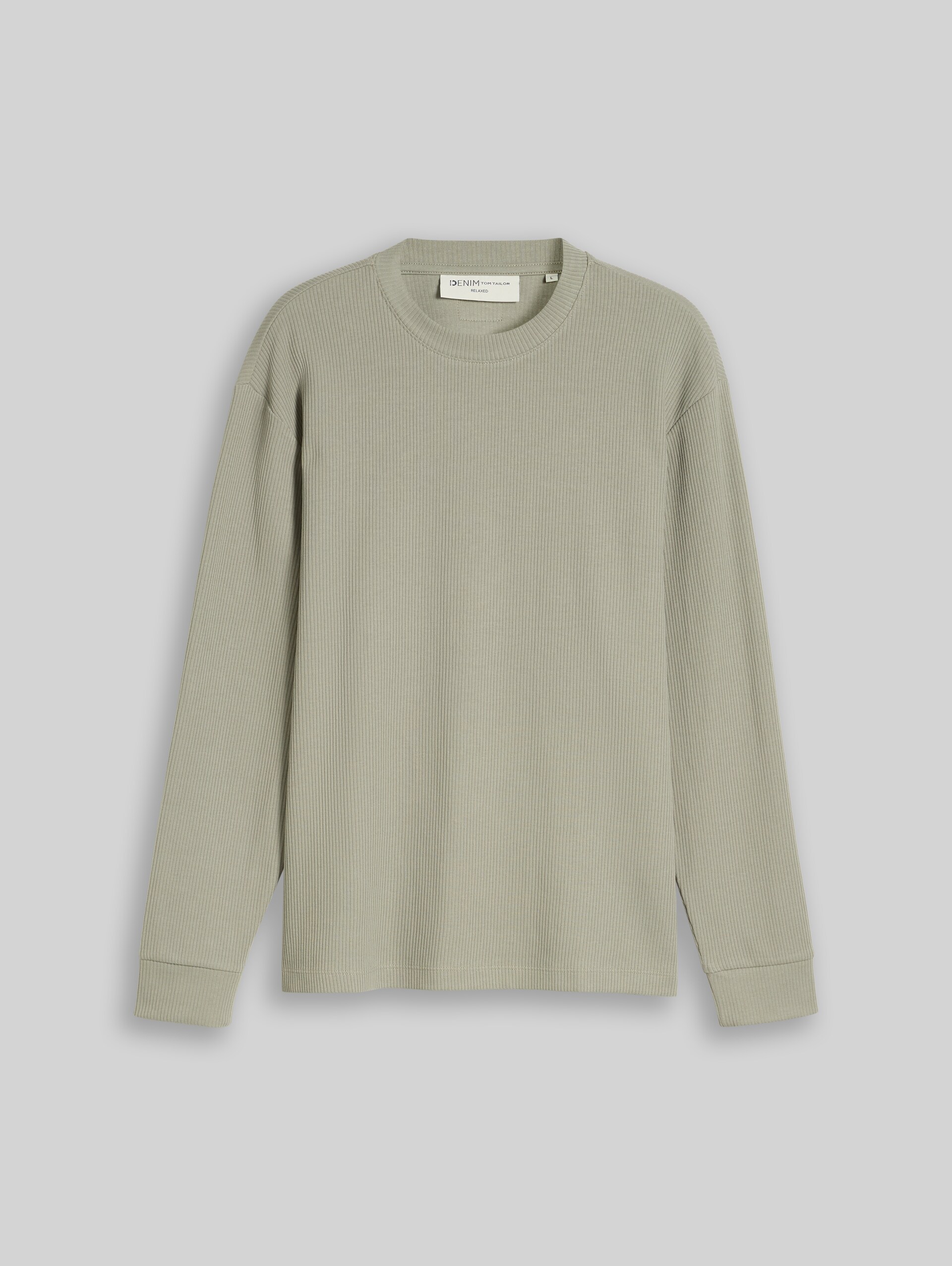 Relaxed Fit Langarmshirt mit Rippstruktur - dark sage green - Vorder-Produkt-Ansicht