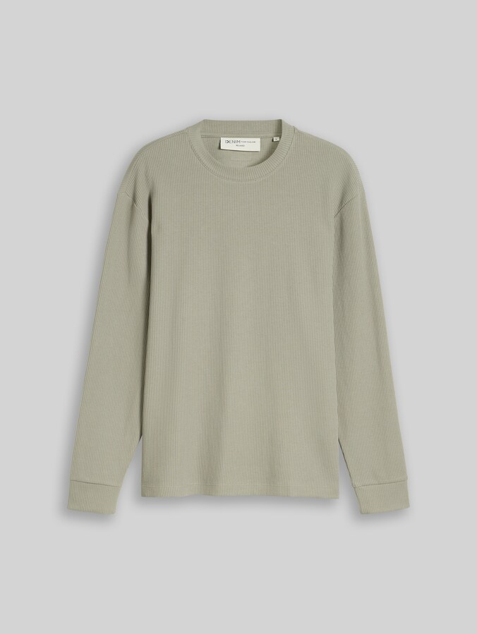 Relaxed Fit Langarmshirt mit Rippstruktur von Denim Male, dark sage green