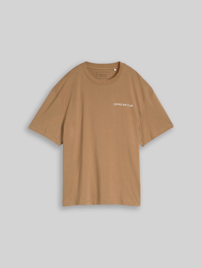 Relaxed fit T-shirt with back print by Denim Male, malt brown