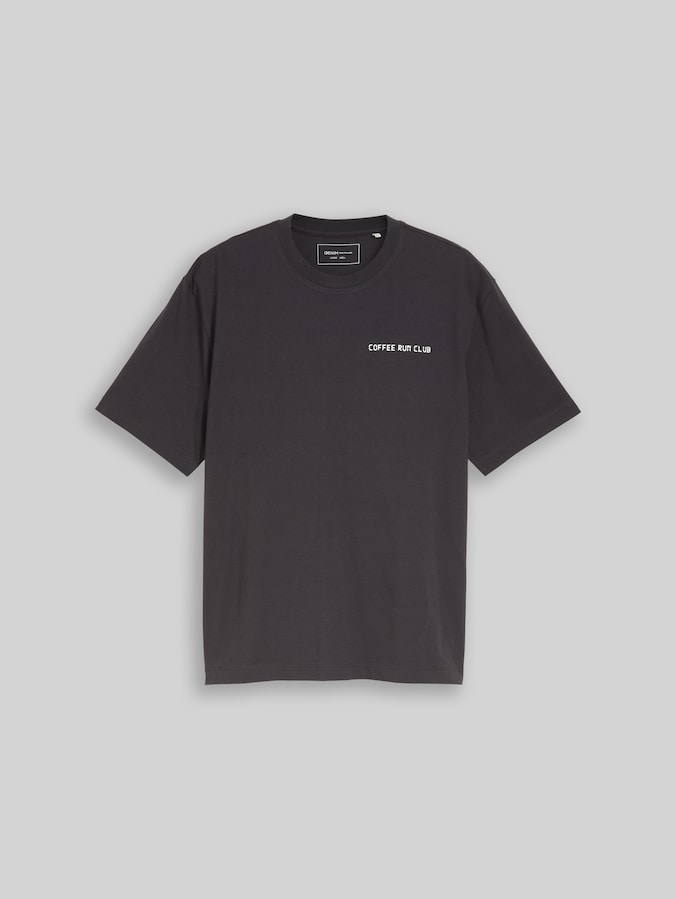 Relaxed fit T-shirt with back print by Denim Male, coal grey