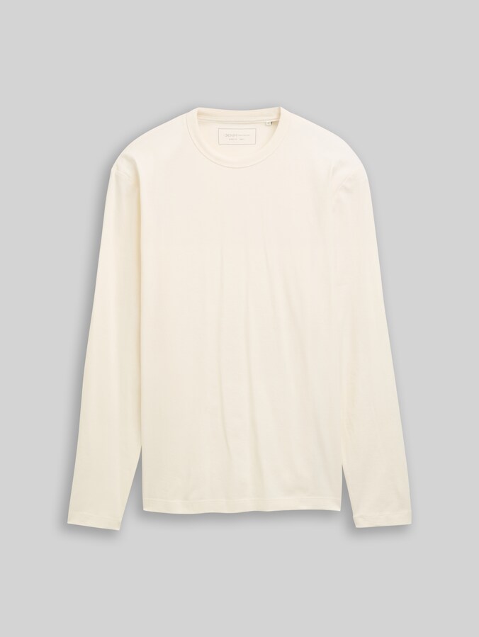 Basic Langarmshirt aus Baumwolle von Denim Male, Gardenia White